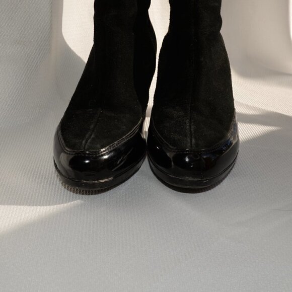 La Canadienne Black Suede Heeled Waterproof Boots Sz 7.5 - Picture 5 of 12